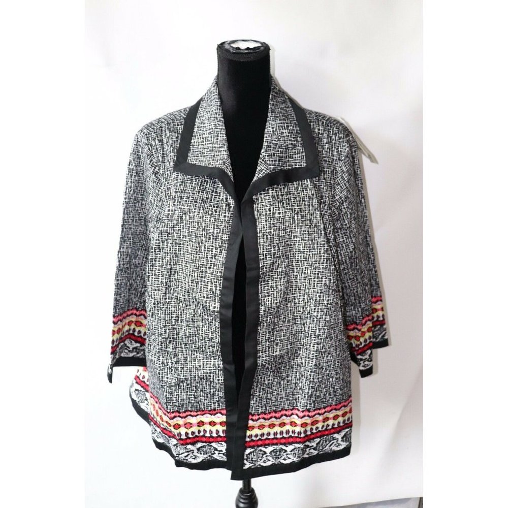 Alfred Dunner Women’s 18W blazer cardigan multicolor 3/4 Sleeve aztec print*
